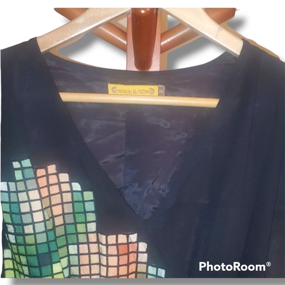 Pankaj & Nidhi Anthro Pixel Silk Blend Dress - Picture 4 of 10